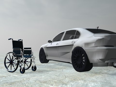 Adapted car for handicapped person - 3D render