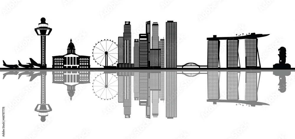 Sticker singapore skyline