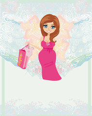 pregnant woman it has a birth to a girl - baby shower card