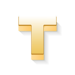 3d golden letter T
