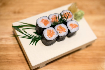Maki rolls with smoked salmon