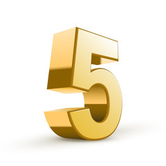 3d shiny golden number 5
