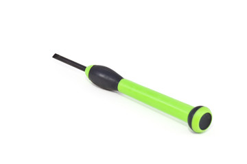 Green screwdriver on white background