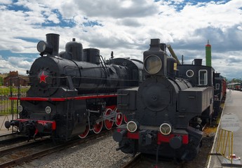 Naklejka premium Vintage steam powered railway train
