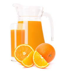 Orange fruit juice in glass jug