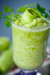 mashed squash in a glass