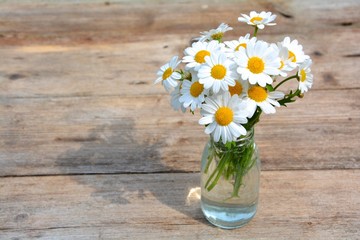 Sommer Blumenstrauß Margeriten, Gänseblümchen - Blümchen in Glasvase - Glückwunschkarte