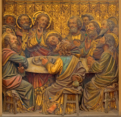 Bruges - relief of Last Supper in St. Salvator's Cathedral