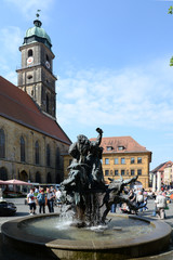 Naklejka na ściany i meble Hochzeitsbrunnen und Basilika in Amberg