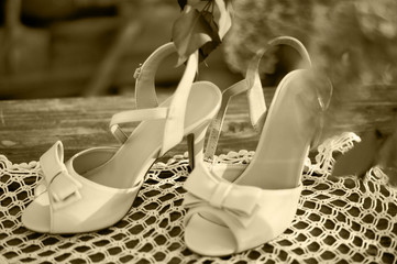 Wedding shoes on the table