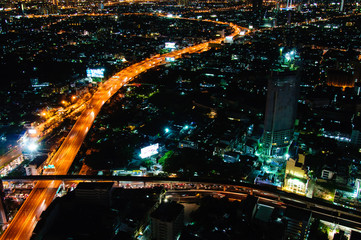 Fototapeta na wymiar Night view over Bangkok city, Thailand