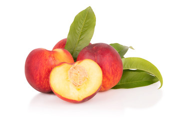 juicy peaches on a white background