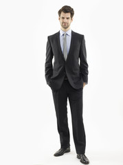 Full length businessman portrait on white background