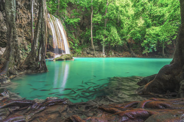 Naklejka premium Erawan waterfall
