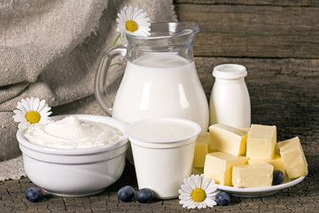 Obraz na płótnie Canvas Rural dairy products