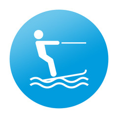 Etiqueta redonda esqui acuatico