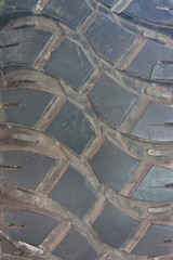 Closeup of tire tread surface.