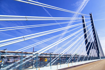 Obraz premium bridge of an Industry Park in beautiful landscape near Frankfurt