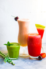Colorful smoothie cocktails