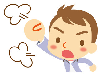 若い男性　怒る