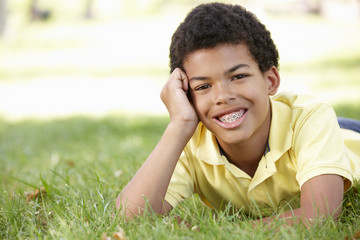 Boy in park portrait