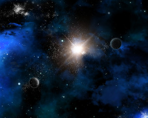 Fototapeta na wymiar Space background with nebula