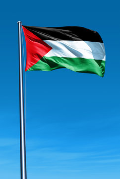 Palestinians flag waving on the wind