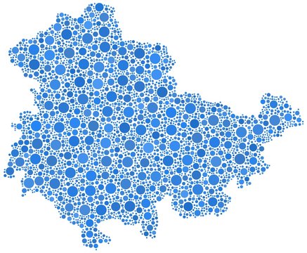 Map of Thuringia - Germany - in a mosaic of blue circles