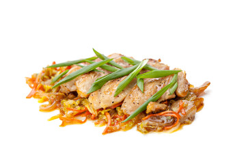 fried chicken with vegetables