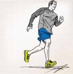 male runner sketch illustration