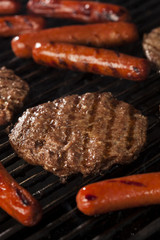 Hamburgers and Hot Dogs on the Grill