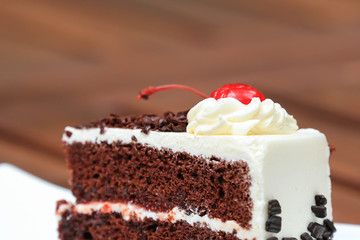 Cheesecake with Chocolate Sauce and Cherries