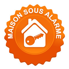 maison sous alarme sur bouton web denté orange