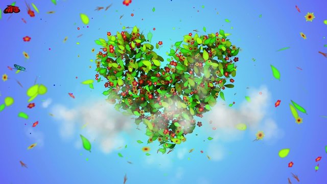 Love leaves particles Loop Animation