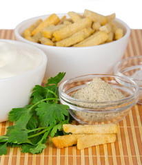 Croutons with herbs and spices