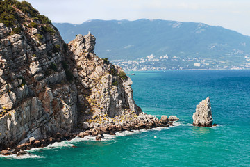 Fototapeta premium Sail rock at the cape Limen Burun. Gaspra, Big Yalta