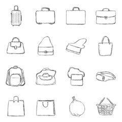 Vector Set of Sketch Bags Icons