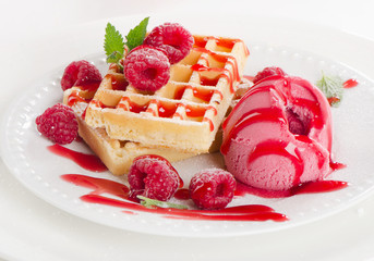 Belgian waffles with berries