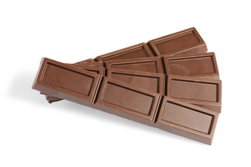 Chocolate bars isolated on white background