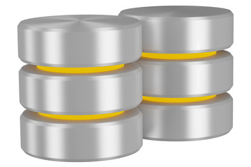Pair of databases icon with yellow elements