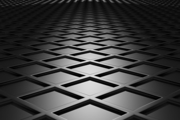 Metallic diamond flooring perspective view in dark