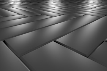 Metallic classic parquet flooring perspective view