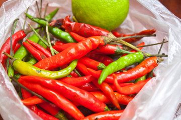 The Red and Green Chili in the Plastic Bag