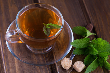 Cup of fresh herbal tea