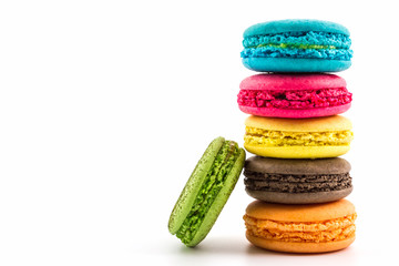 Sweet and colourful french macaroons.