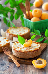 Mini cake with apricot, selective focus