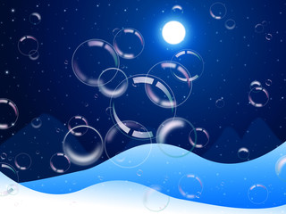 Obraz na płótnie Canvas Background Bubbles Means Snow Flakes And Backdrop