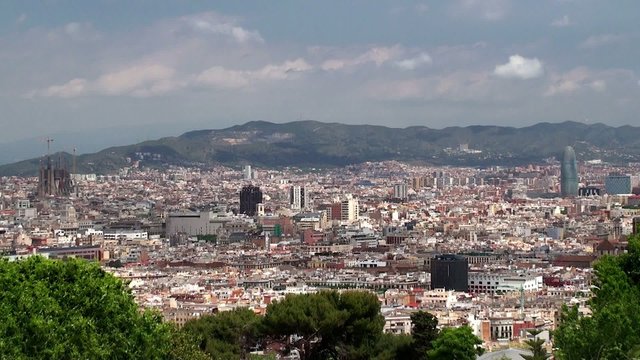 Types of Barcelona aerial view from the Montjuïc hill.