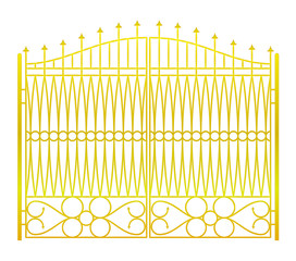 isolated on white closed golden gate fence vector