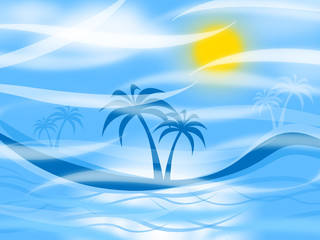 Fototapeta na wymiar Tropical Island Represents Palm Tree And Background